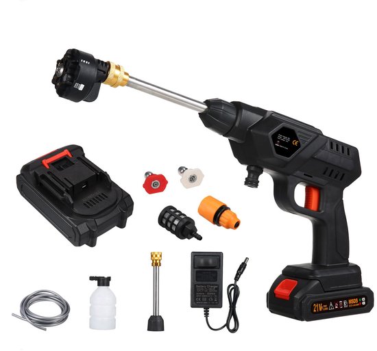 SnelShoppen - Draagbare hogedrukreiniger 150 psi, oplaadbaar 24 V, 1500 mAh, ideaal voor auto wassen, bloemen irrigatie, en vloeren reinigen