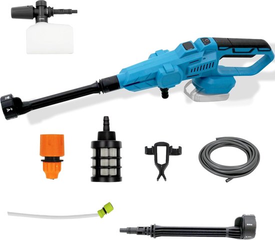 SnelShoppen - Draagbare hogedrukreiniger 80 bar met 6-in-1 mondstuk, borstelloze motor, 380 l/u, compatibel met 18 V accu, ideaal voor auto, tuin, ter