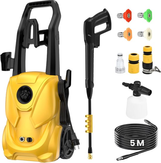 SnelShoppen - Elektrische Hogedrukreiniger 2000W - 180 Bar - 650 l/h - 2000 PSI - 5M Slang - Ideaal voor Auto, Fiets, Tuin en Tuingereedschap
