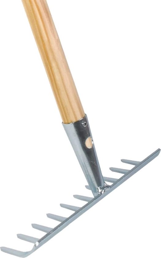 SnelShoppen - Garden Rake 10 Tanden Gegalvaniseerde Hark - Bladhark - Tuingereedschap - Onkruidverwijderaar - Inclusief 160 cm Handvat - Tuinieren - T