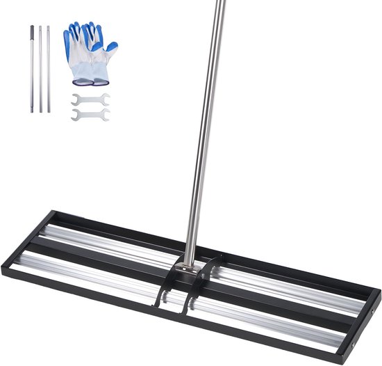 SnelShoppen - Gazonhark met rol van roestvrij staal, 254 x 914 mm, verstelbare handgreep 213 cm, ideaal tuingereedschap voor tuin, boerderij en golfba