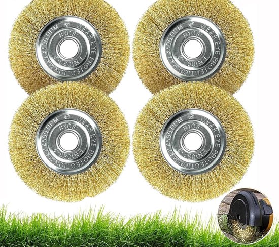 SnelShoppen - Grondborstel Set, 4 Stuks Draadborstels voor Multiborstel en Onkruidborstel, Diameter 11.5 cm, Tuinaccessoires voor Bodemreiniging, Mos,