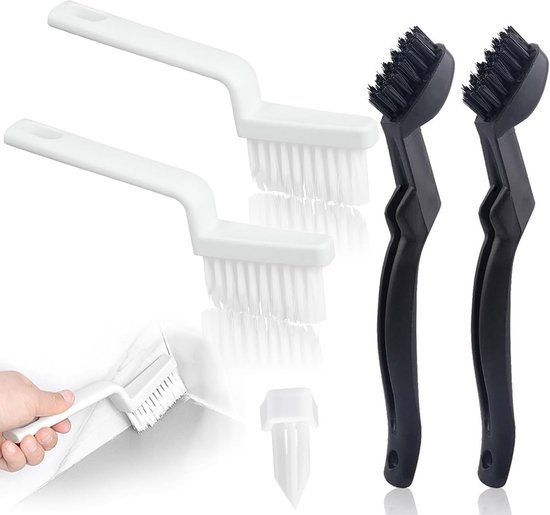 SnelShoppen - Grout Brush voor het Schoonmaken van Kieren, Multifunctionele Voegenborstel voor Keuken, Badkamer, Deurgroeven en Vloeren, 4 Stuks, Duur