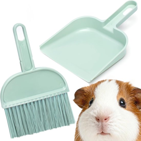 SnelShoppen - Guinea Pig Cage Cleaner Set - Mini Broom, Dustpan, Brush voor Konijnen, Hamsters & Kleine Dieren - Compact, Makkelijk Schoon te Maken, R