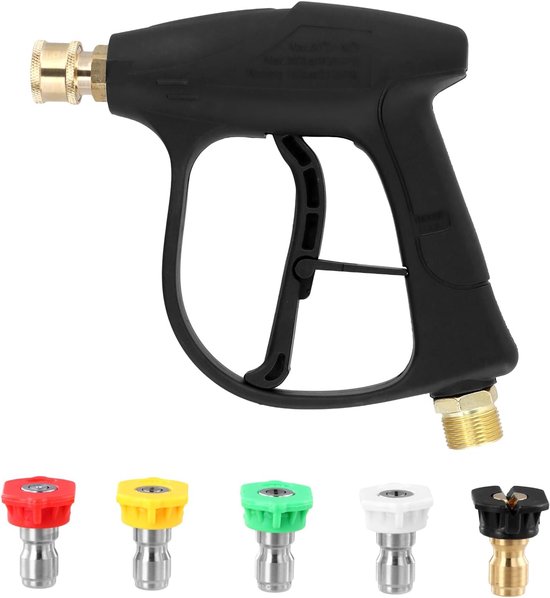SnelShoppen - Hogedrukreiniger 4000 PSI met 5 Mondstukken, M22-14 Ingang, 1/4" Snelsluiting, Krachtige Reiniging voor Tuin, Auto, Terras, Camping van Snelshoppen