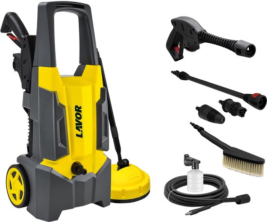 SnelShoppen - Hogedrukreiniger Koud Water DIVE Plus 135 met Vloerreiniger en Vaste Borstel, 135 Bar, 420 l/u, 1900 Watt, Ideaal voor Auto, Tuin, Terra