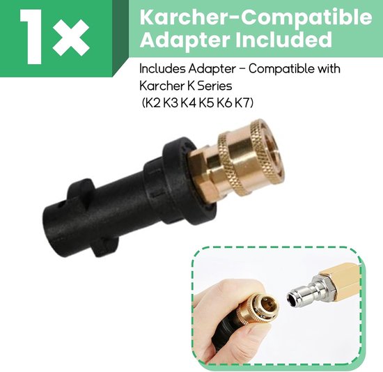 SnelShoppen - Hogedrukreiniger Verlengbuis Set - 10-delige RVS Lance Set met Adapter - Compatibel met Kärcher K Series - 6 Spuitkoppen + 3 Gebogen Bui
