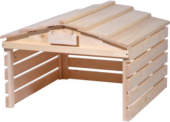 SnelShoppen - Houten Garage voor Robotmaaier met Afneembaar Dak - Schuilplaats voor Robotmaaier - 78,5 x 74 x 52,5 cm - Natuur - Tuinaccessoires - Bes