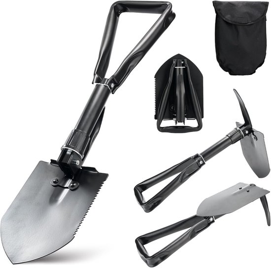 SnelShoppen - Inklapbare Schep 46 cm, Originele Leger Campingschep met Kompas, Duurzaam en Lichtgewicht Outdoor Gereedschap voor Kamperen en Tuinieren