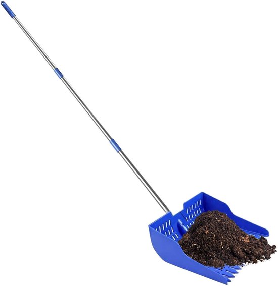 SnelShoppen - Kippenpoep Scooper Hark 2-in-1 met Verstelbare Lange Steel 134,6 cm - Kattenschep voor Kippenhok, Huisdierafvalreiniging, Tuinboerderij, van Snelshoppen