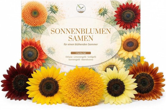 SnelShoppen - Kleurvolle Zonnebloemzaden met Hoge Germinatie - Bloemzaden voor een Kleurrijke & Bijvriendelijke Tuin (Set van 5)