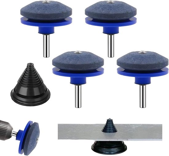 SnelShoppen - Lawn Mower Blunt Blade Sharpener voor Elektrische Handboor, Tuingereedschap, Hoogwaardige Corundum, Inclusief Mescompensator, Pack van 5