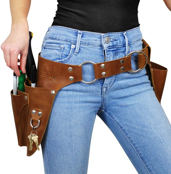 SnelShoppen - Lederen Tuingereedschapsriem, Tuinschort voor Dames, Organizer met Meerdere Zakken voor Tuingereedschap, Ideaal voor Tuiniers, Boeren en