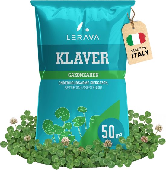 SnelShoppen - LERAVA Klaverzaad (50 m²) - Microklaver voor schaduw en zon - Witte klaver voor een dicht gazon - Verbeterde bodemkwaliteit door stiksto
