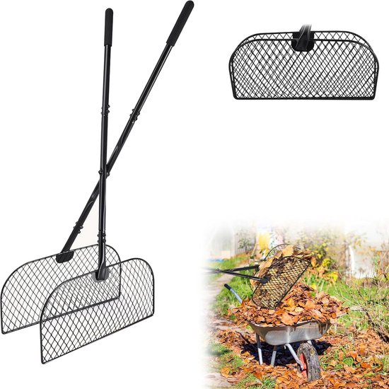SnelShoppen - Long Handle Leaf Gripper Tuin Grijper Bladeren Verzamelaar Metaal Blad Hark Schep 40cm Breed voor Bladeren en Grasafval