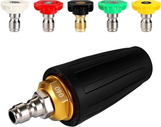 SnelShoppen - Lyreh Turbo Spraykop Hogedrukreiniger, Premium 360 Graden Draaibare Spraykop met 5 Hogedrukreiniger Tips, Praktische Accessoires voor Au