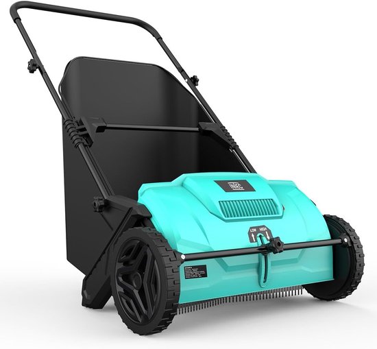SnelShoppen - Mechanische Blad- en Grasveger 100L - Handmatige Tuinveger met 530 mm Werkbreedte en 2 Draaiende Borstels - Lichtgewicht en Geluidsloos