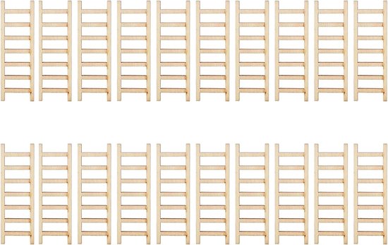 SnelShoppen - Mini Houten Trapladder, Miniatuur Landschapsmodel voor Feeëntuin, Bloempot en Bonsai, 20 Stuks, 15 x 5 cm, Decoratie voor Tuin, Feest en