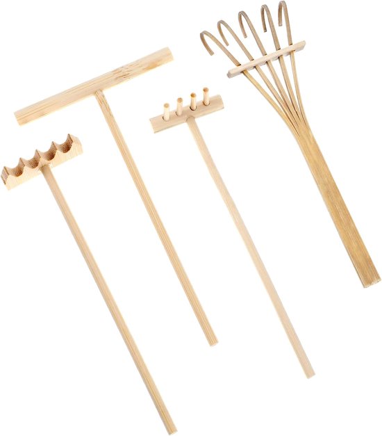 SnelShoppen - Mini Zen Tuin Rake Set - Miniatuur Tafelblad Rake Gereedschap - Bamboo Zen Rake Accessoires voor Thuis, Kantoor en Tuin Decoratie