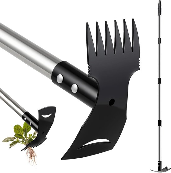 SnelShoppen - Mitclear Onkruidtrekker met Lange Steel (148cm), 2-in-1 Handmatige Onkruidverwijderaar Tuingereedschap, Onkruidhark & Tuinschoffel voor