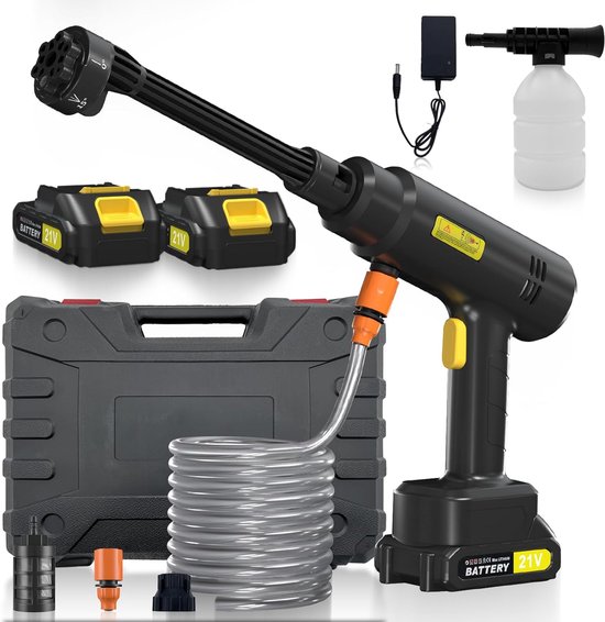 SnelShoppen - Mobiele Hogedrukreiniger voor de Auto, Krachtige Waterdruk, Lichtgewicht en Draagbaar, Ideaal voor Auto, Tuin en Camping, 1500W, Inclusi