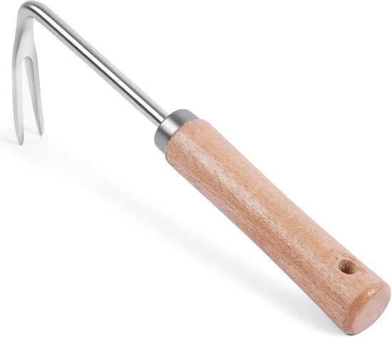 SnelShoppen - Onkruidsteker RVS Onkruidverwijderaar Handmatige Uittrektang met Handvat Rubber Grip 5 Tanden Efficiënte Onkruidverwijdering - 41cm Tuin