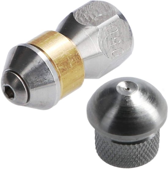 SnelShoppen - Pipe Cleaning Nozzle voor Hogedrukreiniger, Rigid & Rotary, 1/8 Inch IG, RVS & Messing, 3+1 Stralen, Tuin, Auto, Huishoudelijk Gebruik