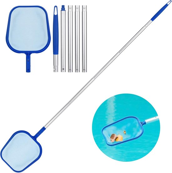 SnelShoppen - Poolnet voor het Reinigen van Zwemvijvers - Telescopische Aluminium Steel van 48 Inch - Vangt Drijvende Bladeren en Insecten - Verstelba