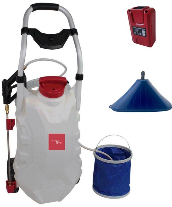 SnelShoppen - Pro Sprayer 4 Elektrische Sproeier 30L met Geïntegreerde Spoelen, 13m Bereik, 1 Accu, 3 Sproeikoppen voor Tuin, Camping en Feesten