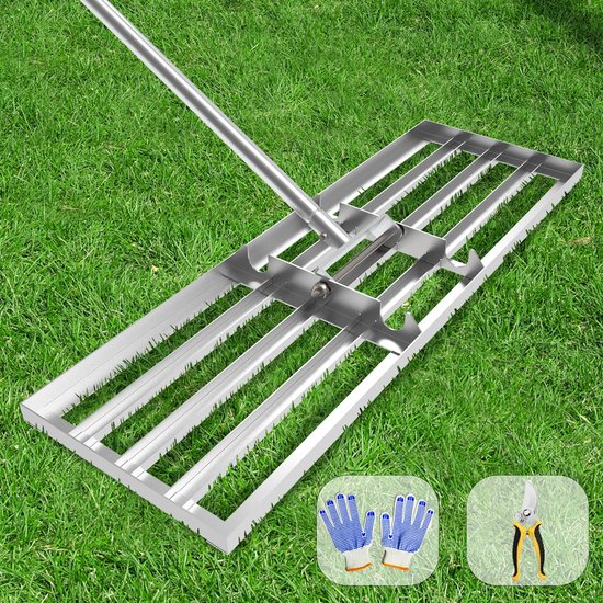 SnelShoppen - Professionele Lawn Leveling Rake 76x25cm, Rake voor Perfecte Tuin, Stalen Handvat, Ideaal voor Gazons, Tuinen, Golfbanen, Boerderijen