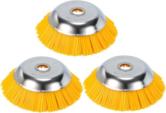 SnelShoppen - Professionele Onkruidborstel Set van 3 - Stalen Ronde Borstels 200 x 25.4 mm voor Borstelsnijder en Onkruidtrimmer - Tuinaccessoires