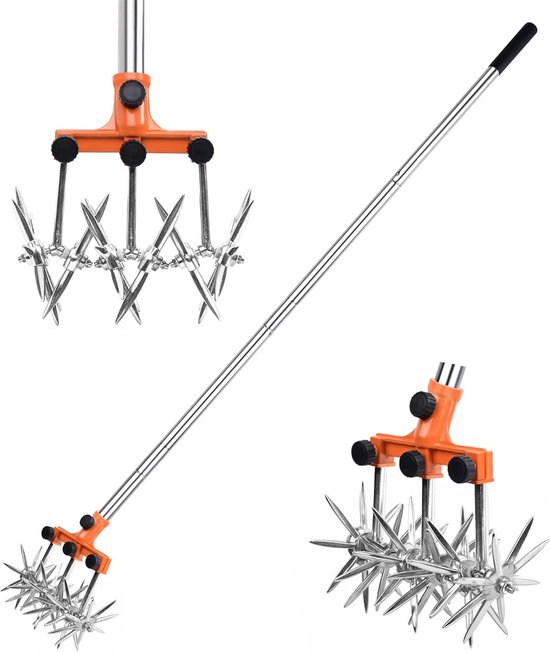 SnelShoppen - Rotating garden cultivator met verstelbare roestvrijstalen stelen, 145 cm voor grondbewerking, brine mengen en herzaaiing