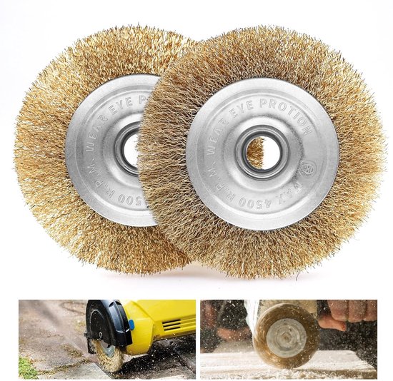 SnelShoppen - Set van 2 Messing Borstels, Onkruidborstel, Geschikt voor de Meeste Draadborstels, Voegenkrabber, Vervangborstels, Messing Borstel voor
