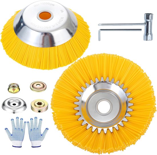 SnelShoppen - Set van 2 Nylon Borstels voor Bosmaaier, 150mm + 200mm x 25.4mm, Onkruidborstel, Wilde Kruidenborstel, Universele Bosmaaier, Tuin Gereed