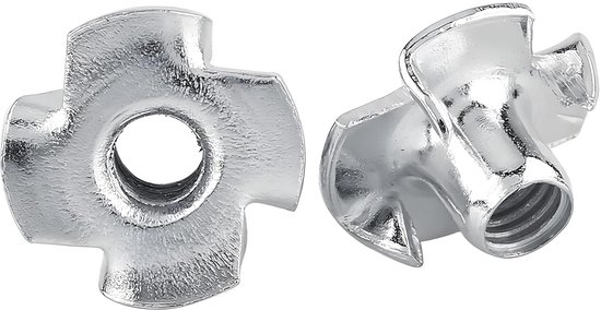 SnelShoppen - T-nut Set van 50 Stuks - Galvanized Carbon Staal T-nuts met Vier Tanden voor Houtbewerking en Meubels - M3×50 - Roestvrij en Corrosiebes