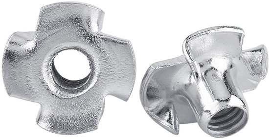 SnelShoppen - T-nuten set M6×50 - Gegalvaniseerd koolstofstaal T-nut met vier tanden voor houtbewerking, meubelmontage, sterk en roestbestendig