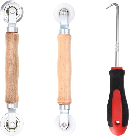 SnelShoppen - Tools Puller Inroller voor Storm Edge Vliegenraam, Dubbelwiel Spline Roller, Hoogwaardige Nylon, Metaal & Hout, Ergonomisch Ontwerp, Voo
