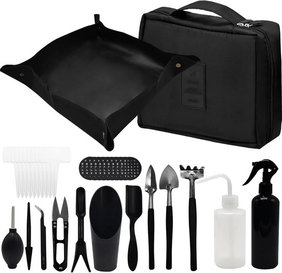 SnelShoppen - Tuin Gereedschap Set, 17 Delige Tuin Transplantatie Gereedschappen met Opvouwbare Planten Transplantatie Mat, Mini Tuin Gereedschappen v