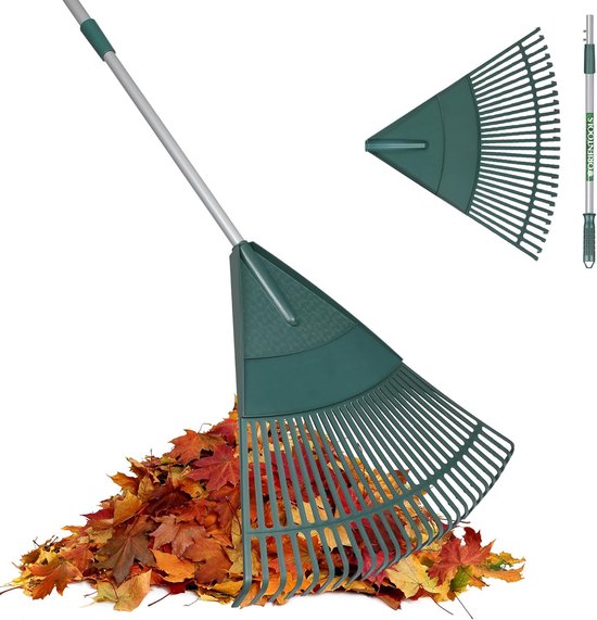 SnelShoppen - Tuinhark met Verstelbare Steel, Lichtgewicht Stalen Handvat, Comfortabele Grip, Kunststof Kop, Poly Struikhark, 26 Tanden, 110 tot 168 c