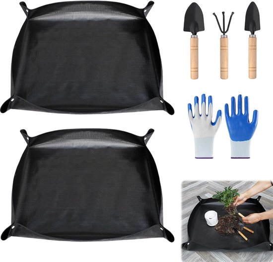 SnelShoppen - Tuinmat Set van 2, 100x100 cm Waterdicht, Vouwbare Plantmat voor Herpoten, Tuingereedschap, Geschikt voor Succulenten en Binnen- en Buit