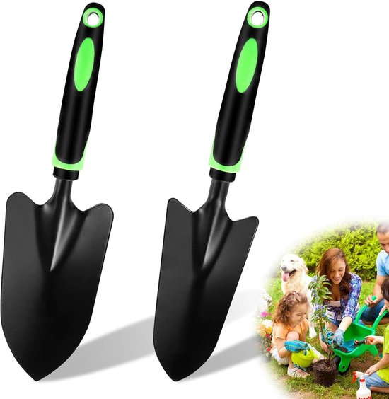 SnelShoppen - Tuinschep Klein Set van 2, Mini-Schep van Koolstofstaal voor Planten, Wieden, Verplanten, Tuin, Bloemen, Potplanten, Strandschep, Handsc