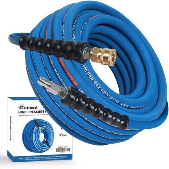 SnelShoppen - Ufixed 3/8" Hogedrukreiniger Slang 50ft - Power Washer Slang voor 4000 PSI Vervangingsslang - Duurzaam en Flexibel voor Tuin, Opruimen,