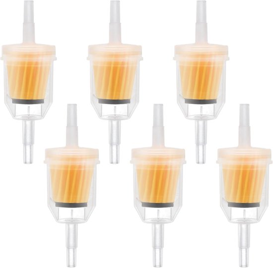 SnelShoppen - Universele Brandstoffilter 6 mm / 8 mm - Vloeistoffilter voor Motorfiets, Scooter, Generator, Grasmaaier en Auto - Set van 6