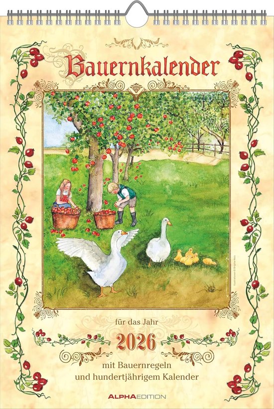 SnelShoppen - Wandkalender 2026 - Bauernkalender met dagelijkse weerprognoses, boerenregels, FSC-gecertificeerd, 23,7x34 cm, Duits kalendarium voor tu