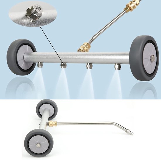 SnelShoppen - Water Broom Cleaner 4000 PSI - Elektrische Hogedrukreiniger Onderstel - Snelle Aansluiting 1/4 inch - Efficiënt Reinigen met RVS Doppen