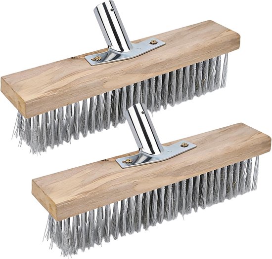 SnelShoppen - Wire Broom 2 Stuks 30 cm RVS Onkruidborstel Sterke Stalen Borstel voor Tuin, Terras en Decks, Duurzaam en Roestvrij