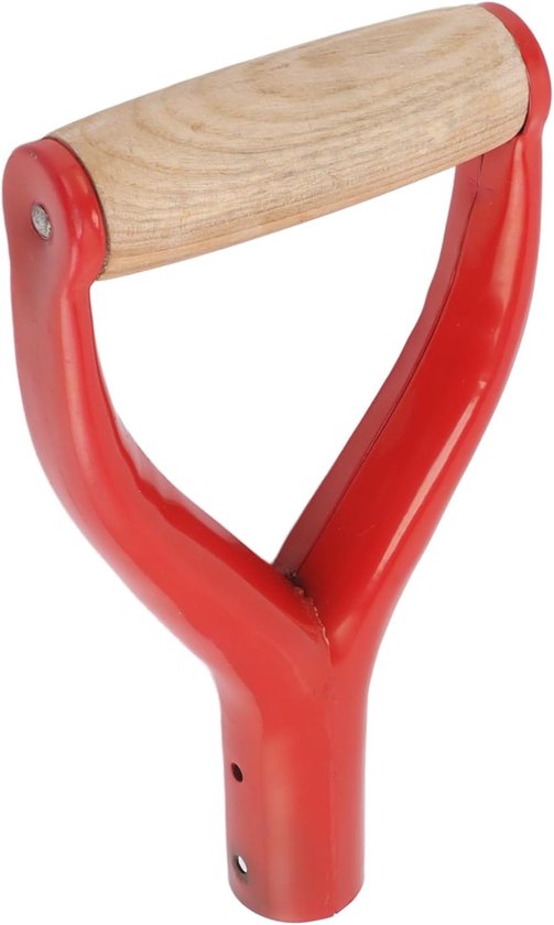 SnelShoppen - Y-vormige Schepsteel 12,22 Inch Binnen Diameter Vervangende Tuin Schepsteel met Houten Handvat voor Tuin, Graafwerk, Rood