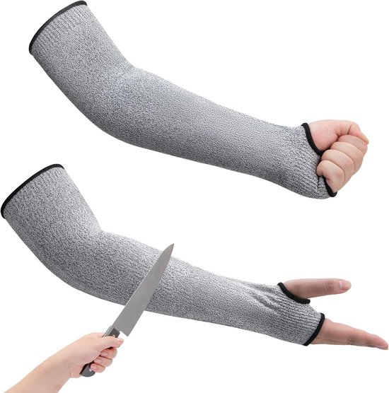 Snijbestendige tuinmouwen 5-laags beschermende armbeschermers Tuinmouwen met duimgaten voor mannen en vrouwen, 18 inch dunne huid armbeschermers voor tuinieren, snijden, verzorging van huisdieren van G&F Products