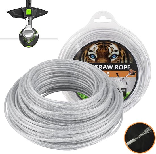 Snijdraad Grastrimmer - Bosmaaier Draad Spoel - Onkruid Maaien - Staal Draad Kern - 3mm x 45 Meter - Zwart