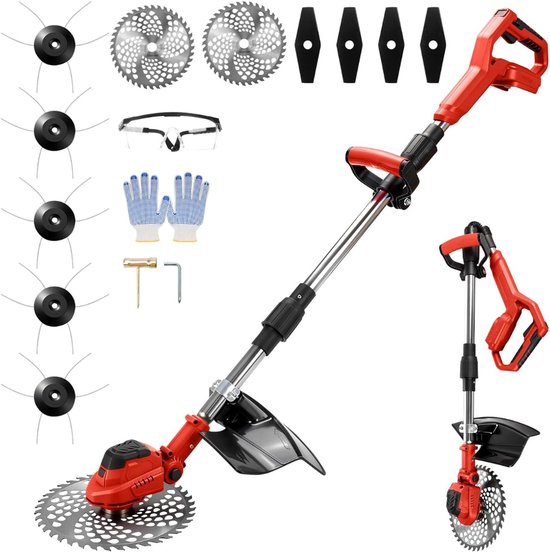SNJY® Onkruidborstel Electrisch - Onkruidborstel Machine - Onkruidbrander - Onkruidverdelger - 100-140 cm Telescoopsteel - Zwart/Rood van SNJY